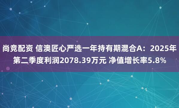 尚竞配资 信澳匠心严选一年持有期混合A：2025年第二季度利润2078.39万元 净值增长率5.8%